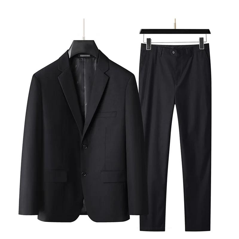 Costume 2 pièces pour hommes, blazer à revers cranté à 2 boutons avec poches à rabat et pantalon hab