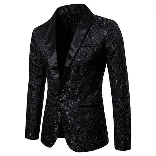 Costume Jacquard Doré pour Homme – Veste Ample Luxueuse pour Affaires, Cérémonies, Soirées Dansantes