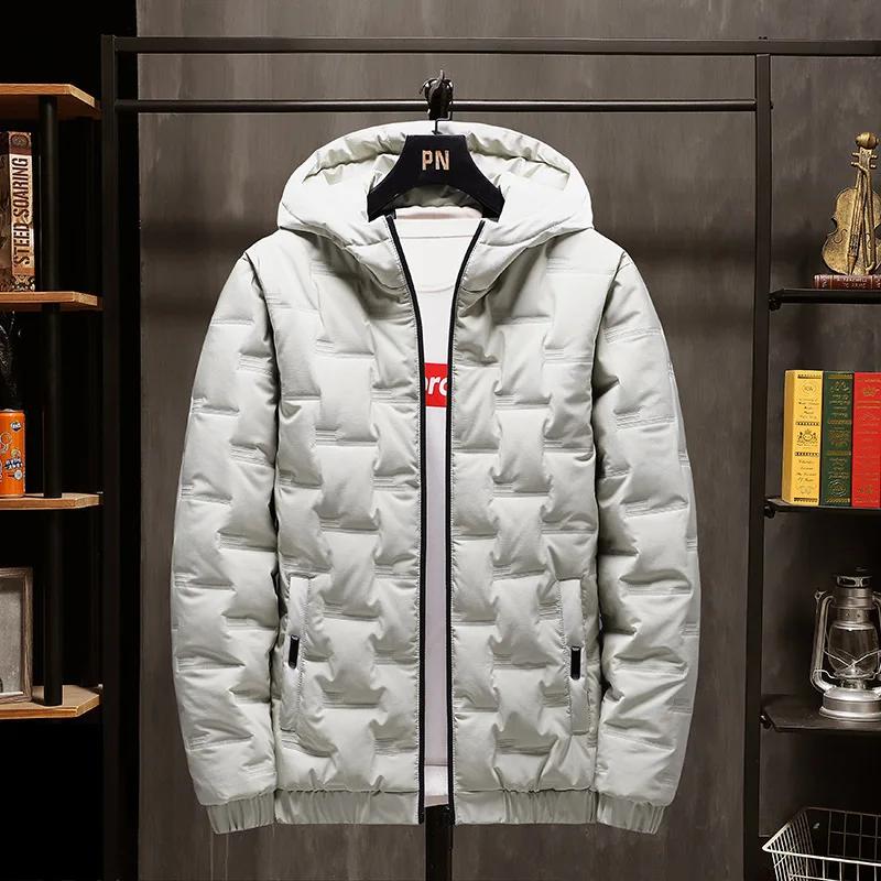 Doudoune à capuche pour hommes, veste coupe-vent et chaude, doudoune slim fit en relief à la mode, d
