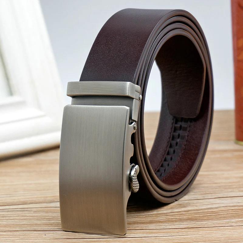 Ceinture en cuir hommes ceintures en cuir véritable de haute qualité, ceinture à boucle automatique,