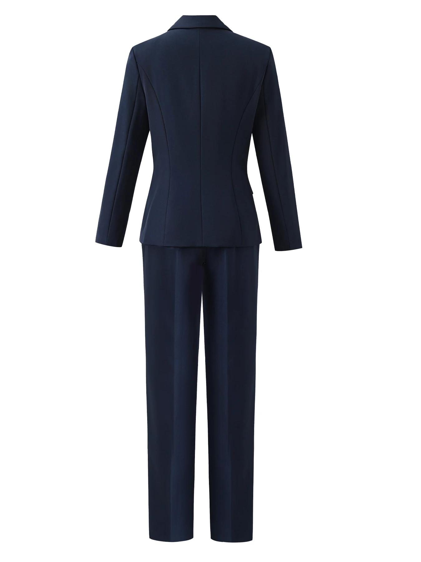 Ensemble de costume à revers cranté à simple boutonnage : blazer ajusté et pantalon formel, style de