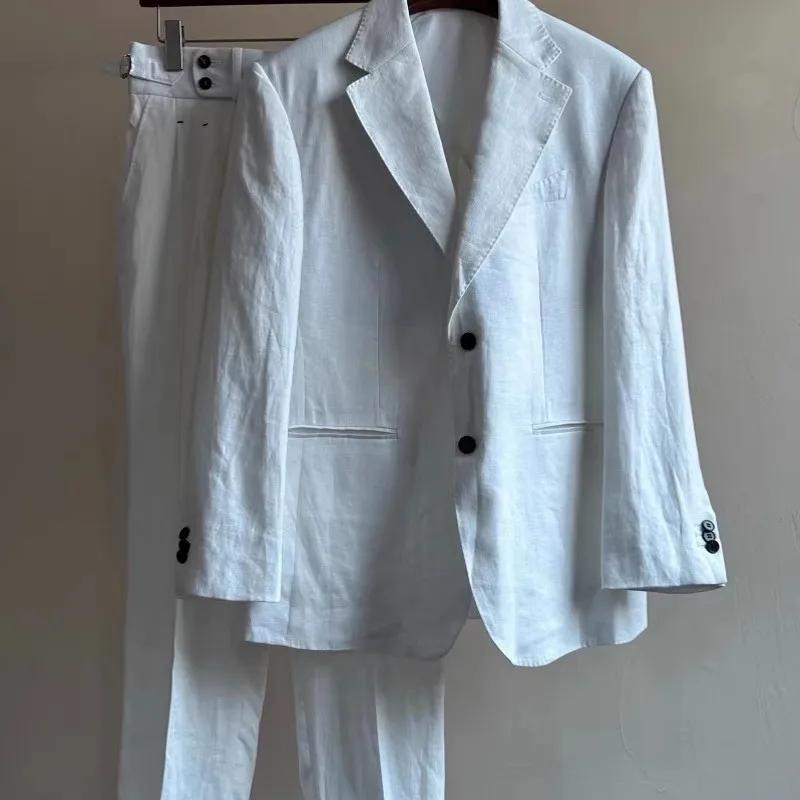 Costume blazer en lin fin pour hommes, nouveau Style, simple boutonnage, deux boutons, veste d'affai