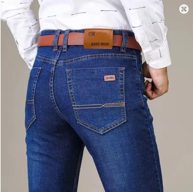 Wthinlee Nouveau Jean Homme Business Décontracté Coupe Droite Extensible Tendance Classique Bleu Noi