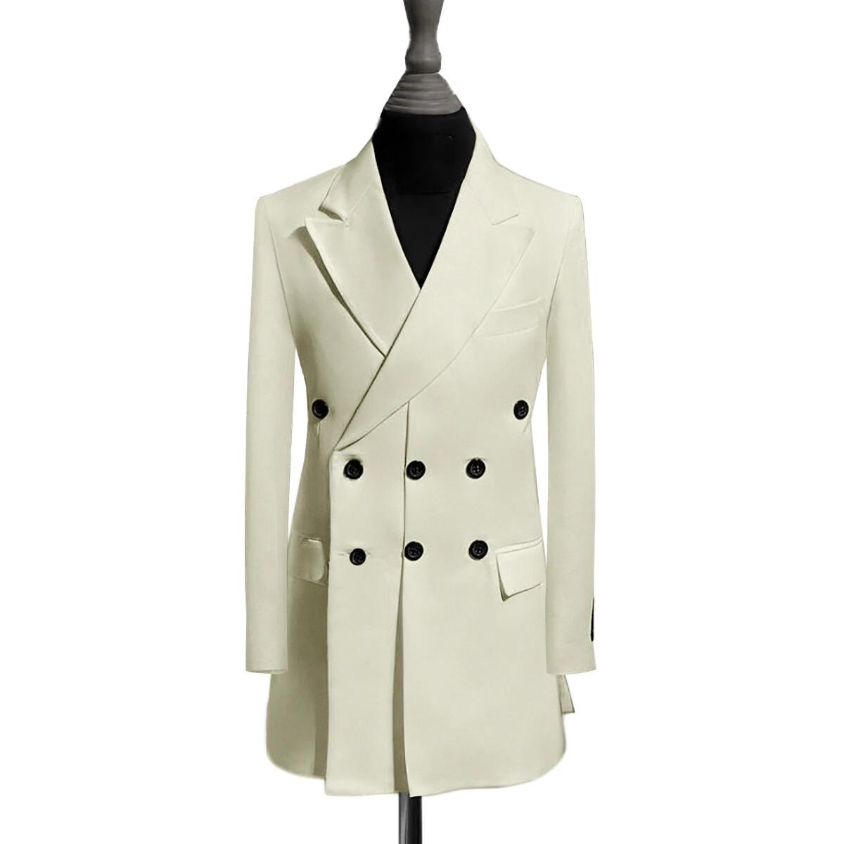 Veste longue de loisirs pour homme, blazer à revers pointus et trois boutons, idéal pour mariage, so
