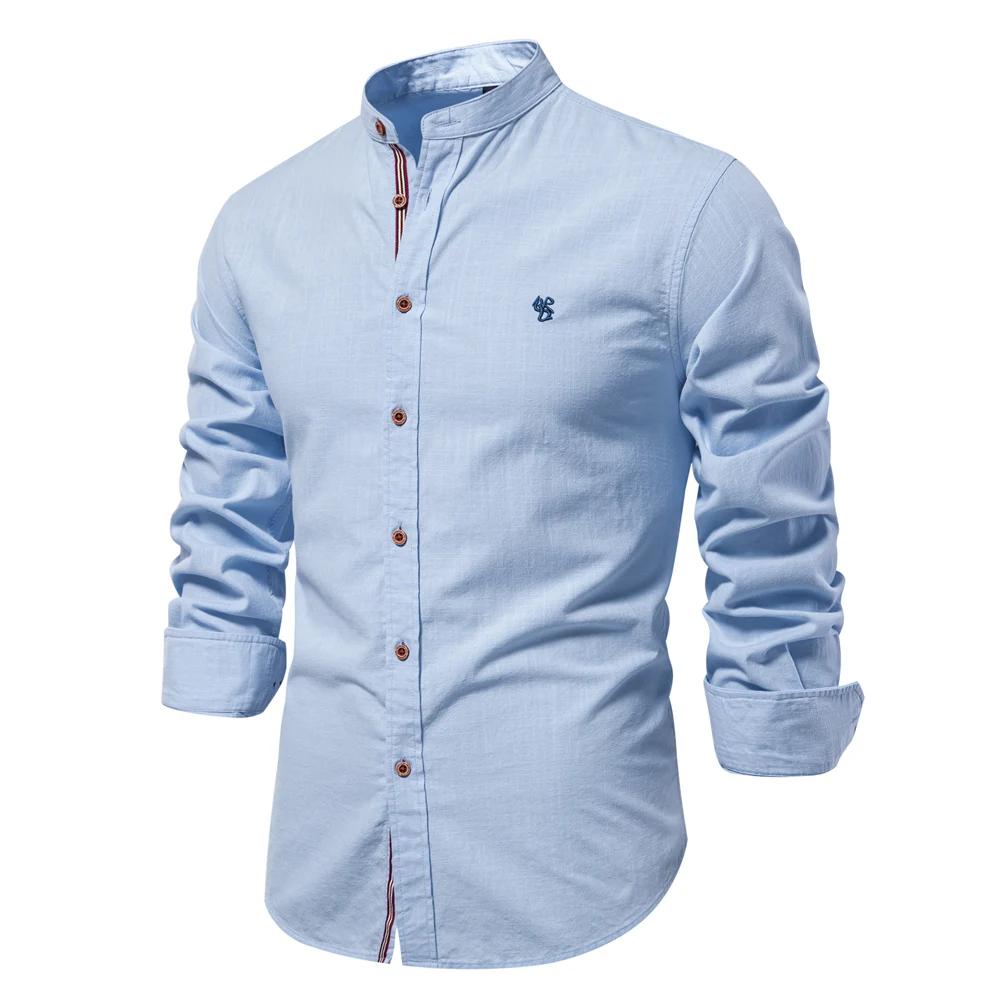 AIOPESON 100% coton chemise sociale hommes couleur unie à manches longues haute qualité marque chemi