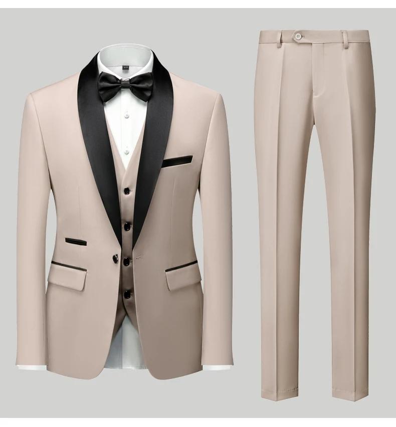 Costume de smoking décontracté pour homme, de marque haut de gamme, style boutique, blazer, gilet et