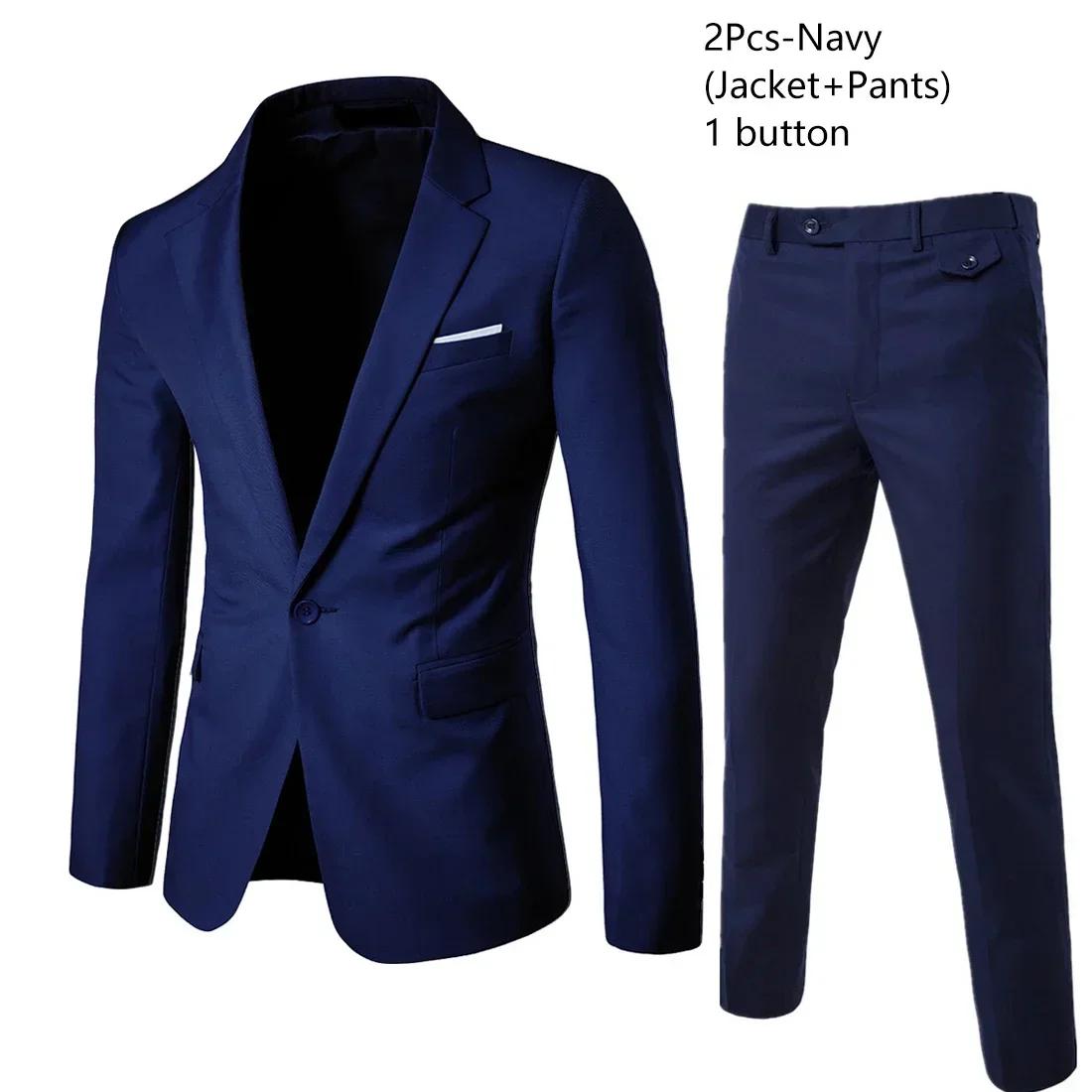 Costumes de mariage de luxe pour hommes, ensemble de 2 tenues élégantes, blazers de mode, vestes cla