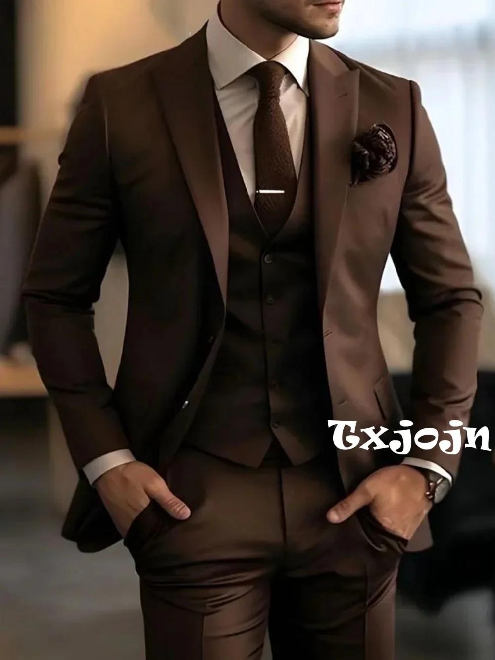 Ensemble de costume homme de haute qualité, 3 pièces, pour mariage, marié, élégant, chic, smoking po
