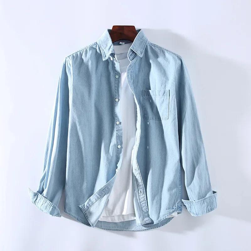 Hommes décontracté Denim chemise mode nouveau Simple décontracté coton mince Jean à manches longues 