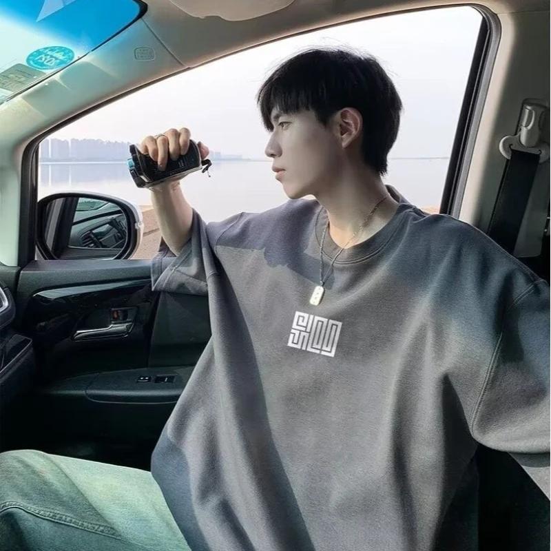 M-8XL hommes surdimensionné coupe ample T-shirt Style américain Simple icône impression à la mode T-