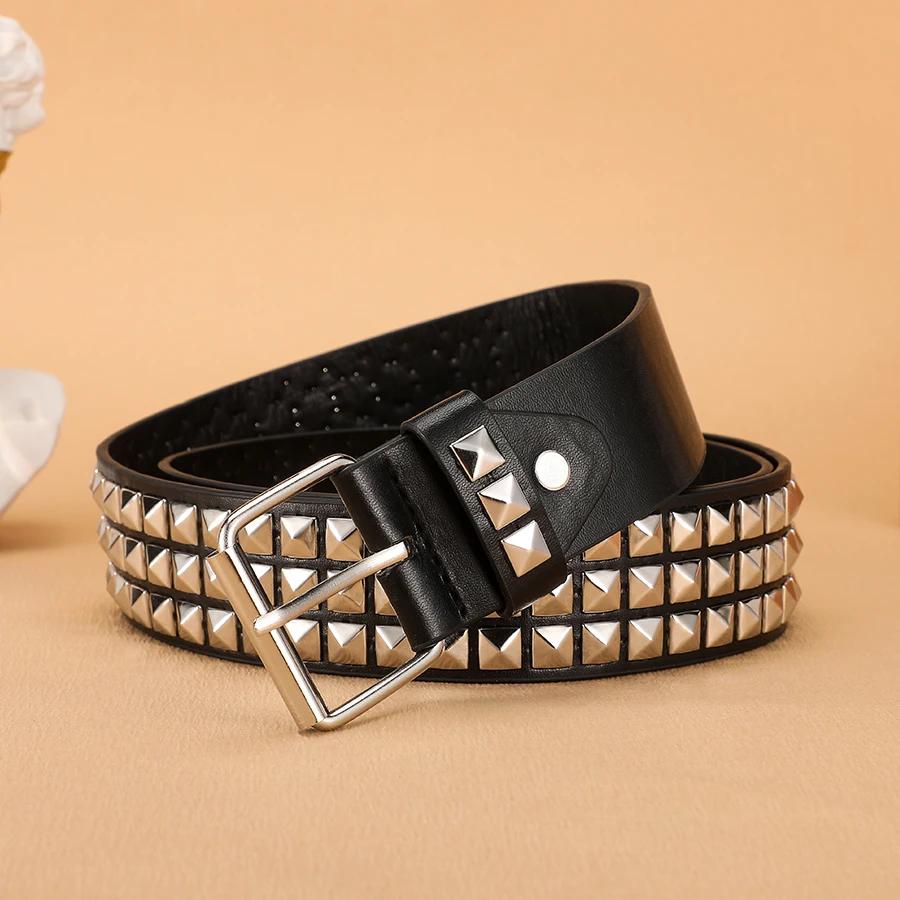 Tendance Rivet ceinture métal lourd ceinture hommes femmes Punk discothèque Rock Style ceinture jean