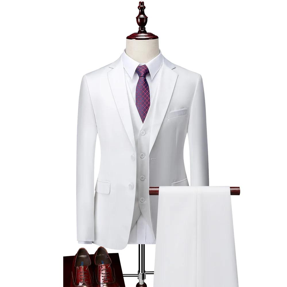 Costumes pour hommes Chic simple boutonnage Blazer pic revers élégant ensemble formel mâle 3 pièces 