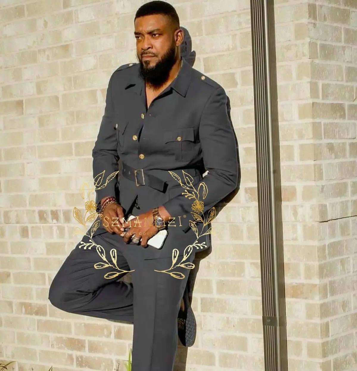 Ensembles de costumes gris foncé pour hommes, Costumes de smoking à la mode pour fête de mariage, ba