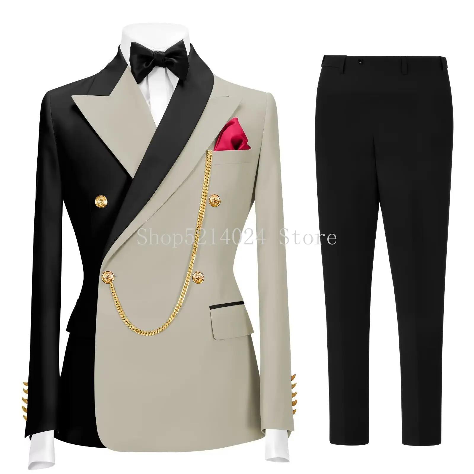 Costume de smoking 2 pièces pour homme, coupe ajustée, croisé, pour occasions formelles et bal de pr