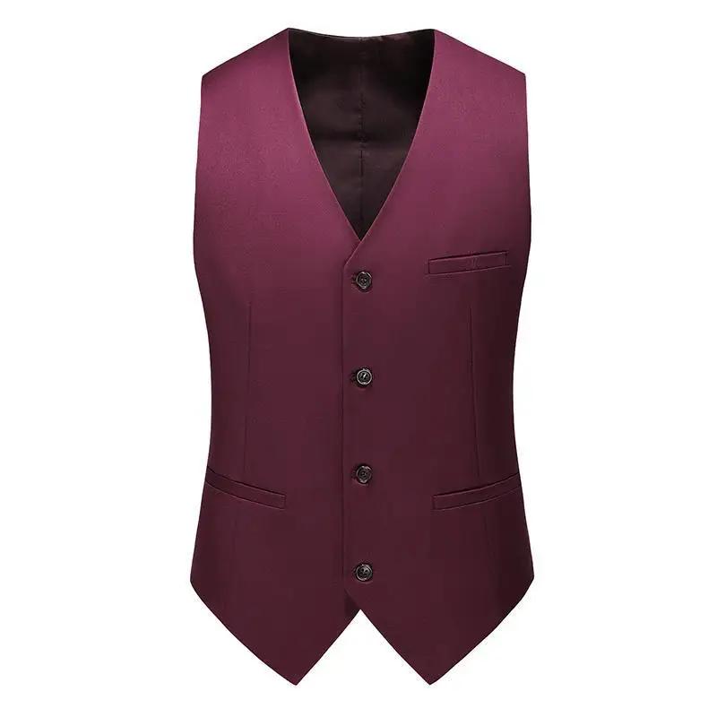 Gilet de costume pour homme, ensemble gilet sans manches à simple boutonnage, veste décontractée ou 