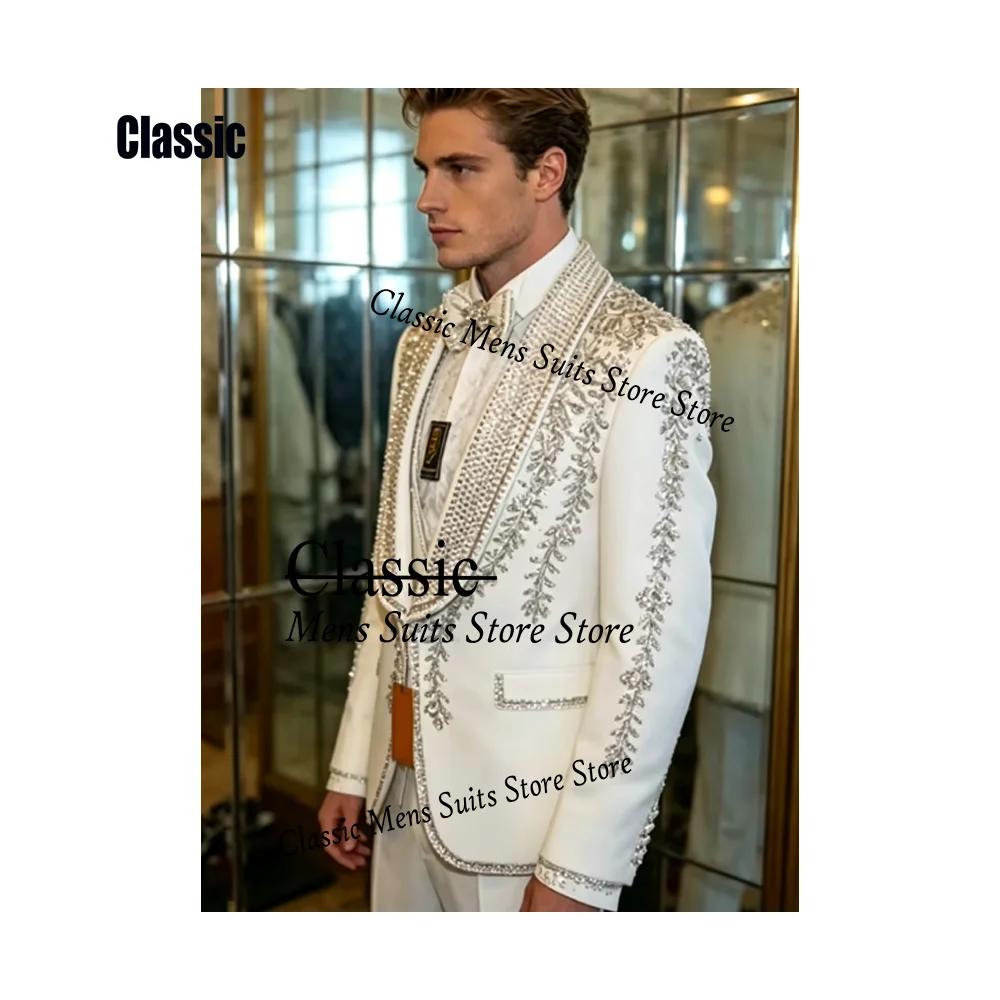 Costume homme haut de gamme 2 pièces avec bijoux de corset, blazer de soirée personnalisé, smoking d