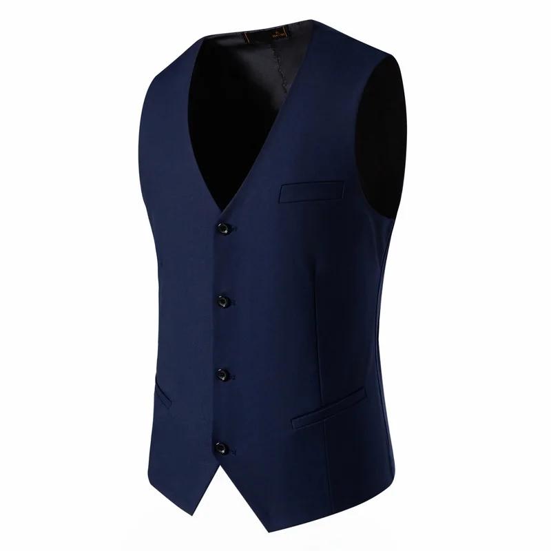 Gilet de costume pour hommes, intelligent, décontracté, sans manches, simple boutonnage, couleur uni