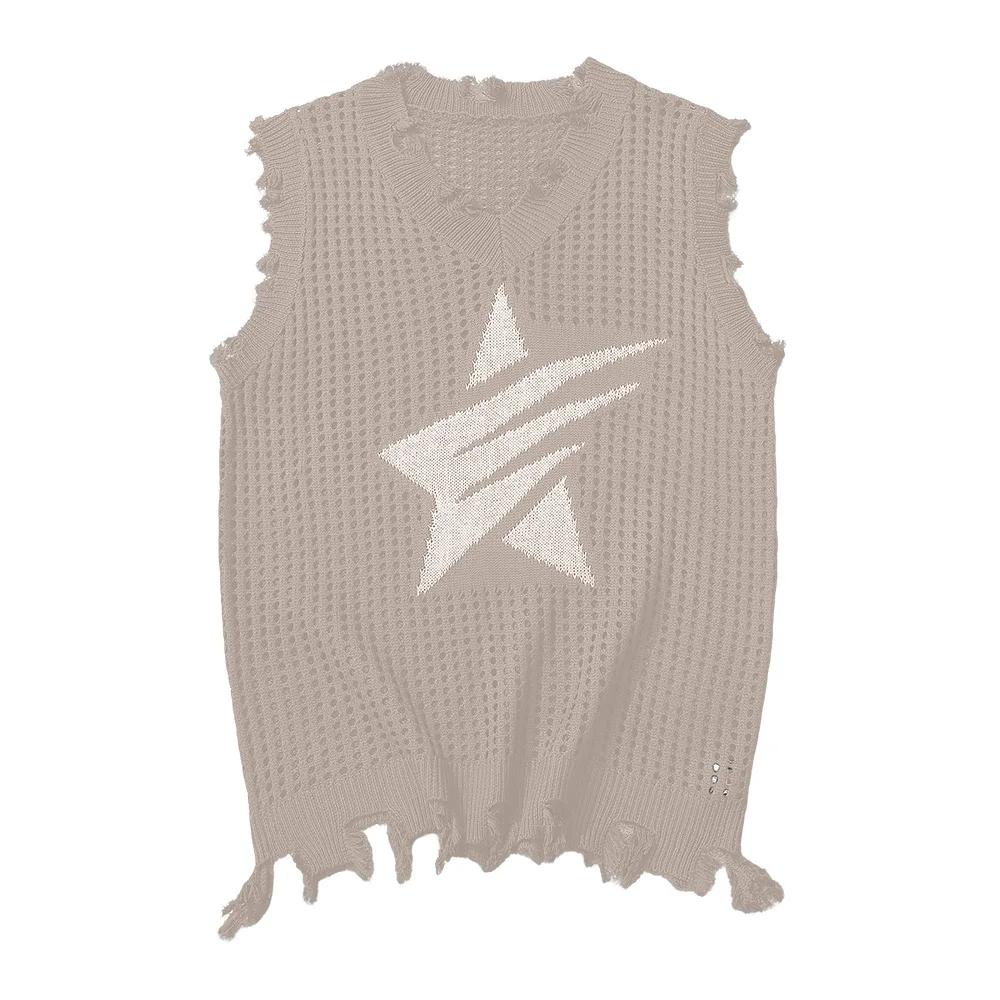 Gilet tricoté pour hommes, mode d'été, motif étoile, gilet en maille, décontracté, sans manches, res