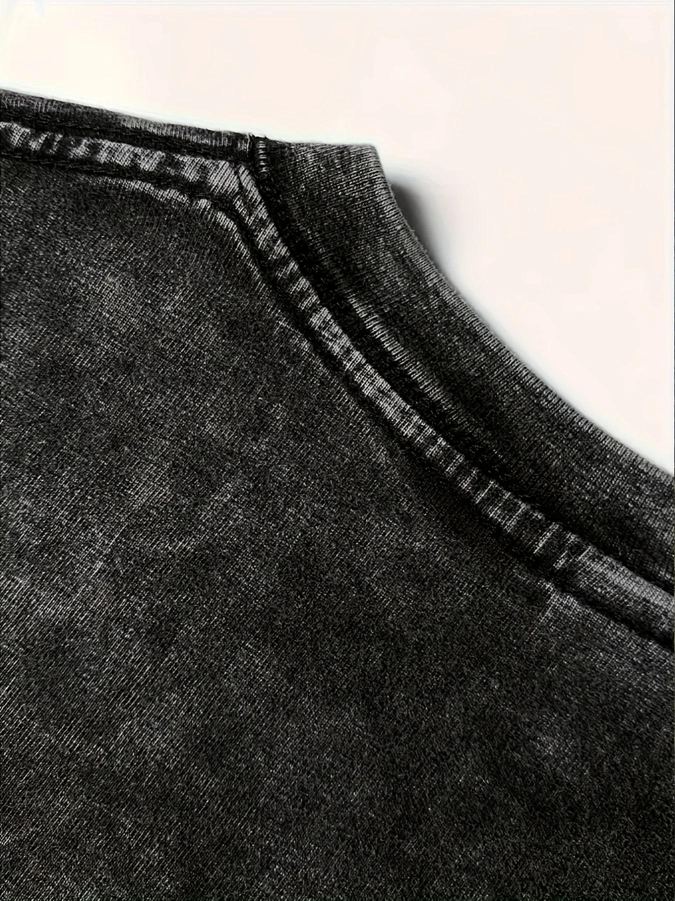 Chemise rétro délavée, vente flash du Nouvel An 2026 | Motif rétro, col rond, manches courtes pour