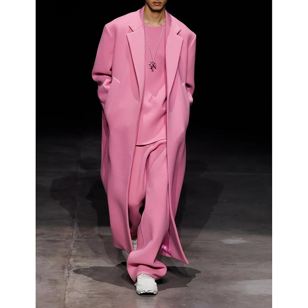 Costume de styliste pour hommes, ensemble deux pièces (Blazer Long + pantalon à jambes larges), mant