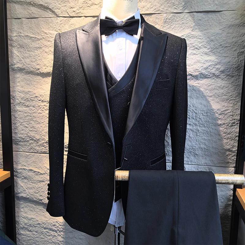 Costumes de mariage turcs de luxe pour le marié, 3 pièces, costumes pour homme, coupe ajustée, haute