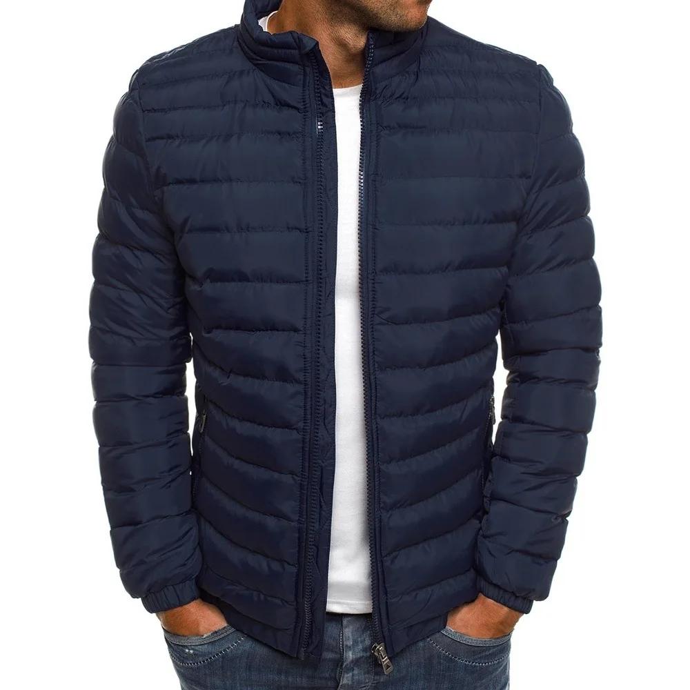 Veste en coton de couleur Pure pour homme, manteau à col montant, atmosphère Simple, taille européen