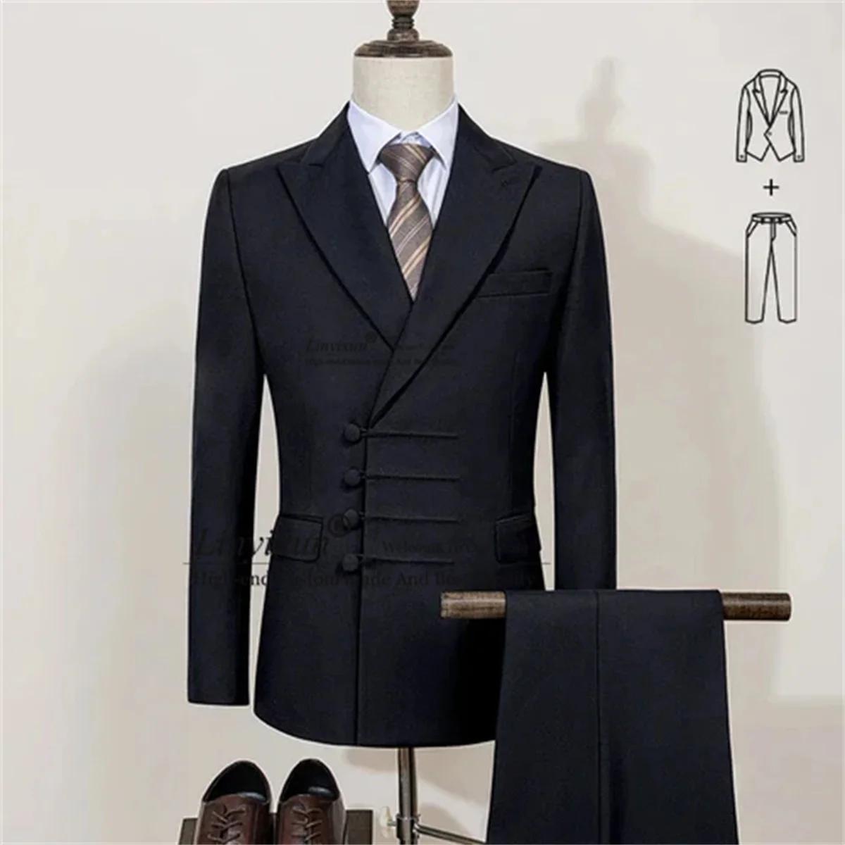 Costume Homme Sur Mesure pour Mariage, Coupe Slim, Double Boutonnage, Plusieurs Boutons, Tenue Décon