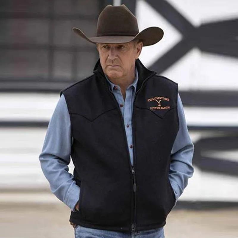 Gilet brodé pour homme avec fermeture éclair et revers, style streetwear décontracté, veste sans man