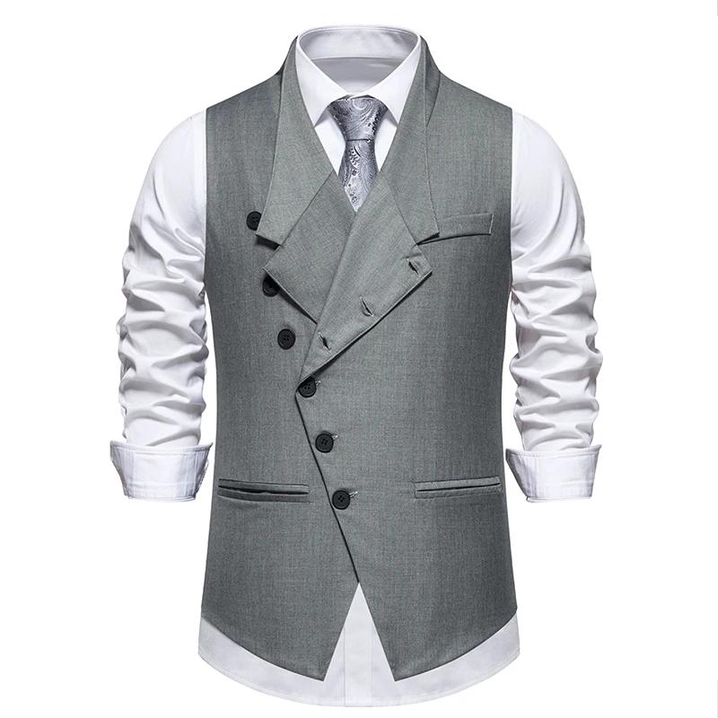 Gilet de mariage et de fête pour hommes avec patte avant diagonale et fermeture à bouton unique