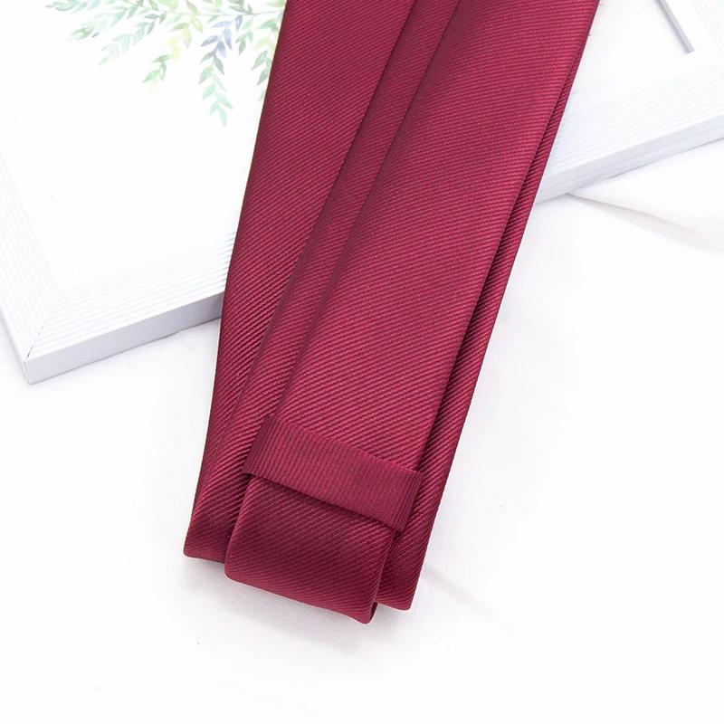 Cravate fine en Jacquard pour hommes d'affaires, cravate classique britannique de couleur unie, acce