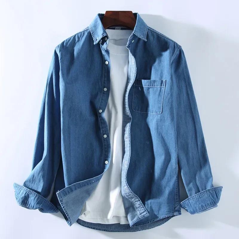 Hommes décontracté Denim chemise mode nouveau Simple décontracté coton mince Jean à manches longues 
