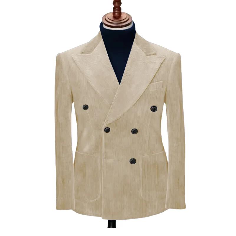 Costume Double boutonnage en velours côtelé pour hommes, Blazer décontracté pour marié de mariage, s