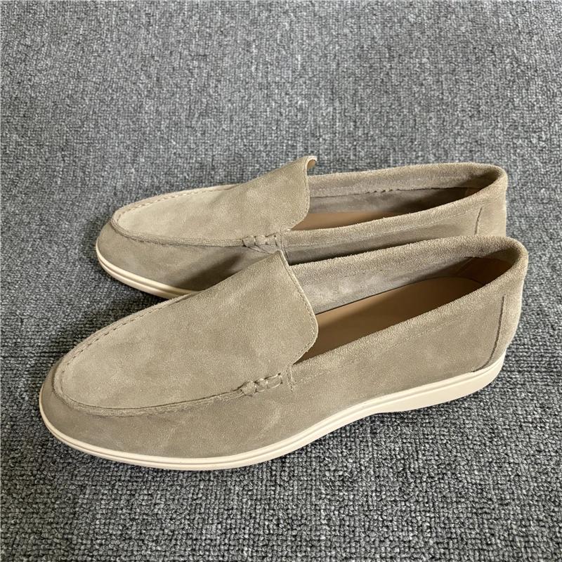 Baskets décontractées en cuir véritable pour hommes, mocassins à enfiler de grande taille, chaussure