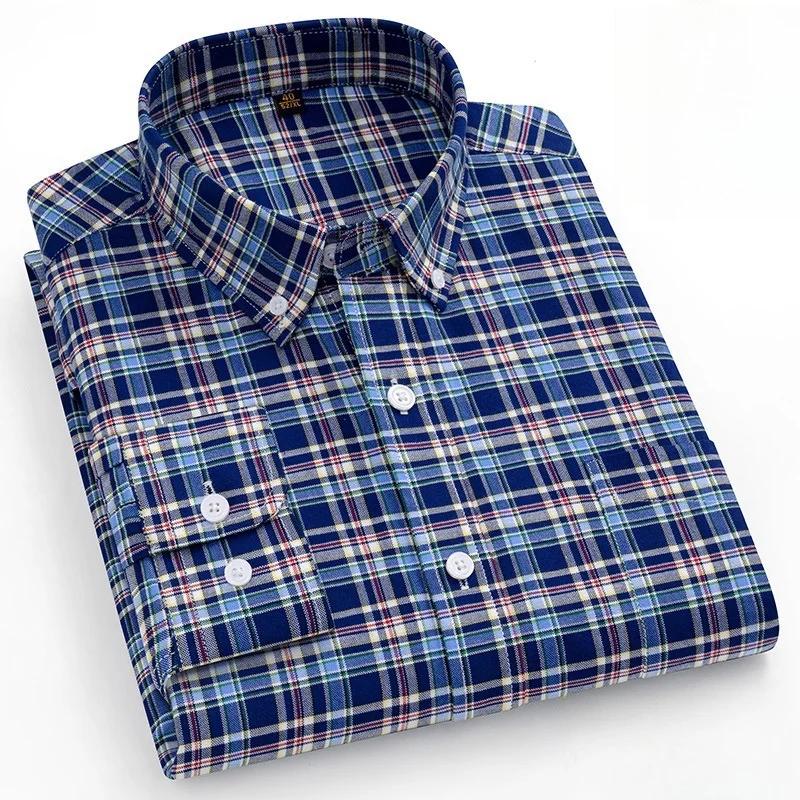 Nouveau 100% pur coton chemise pour hommes à manches longues classique polyvalent doux respirant déc