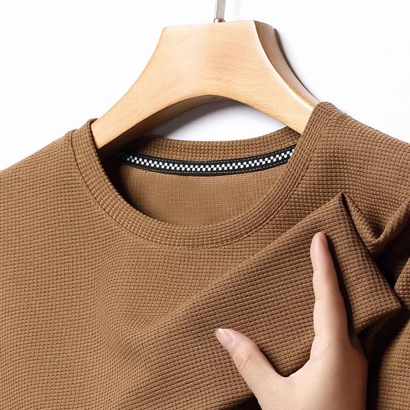 Nouveau T-shirt d'été à manches courtes et col rond gaufré pour hommes