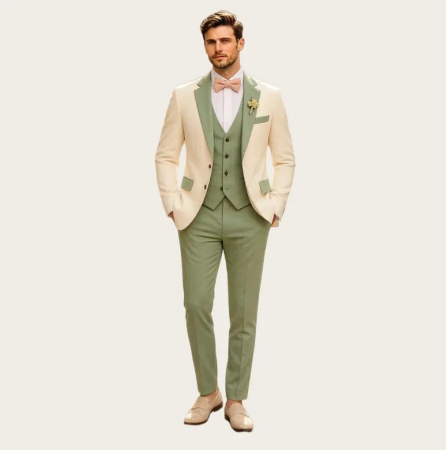 Costume de mariage pour homme 2 pièces, revers cranté, simple boutonnage, costume de bal pour homme,