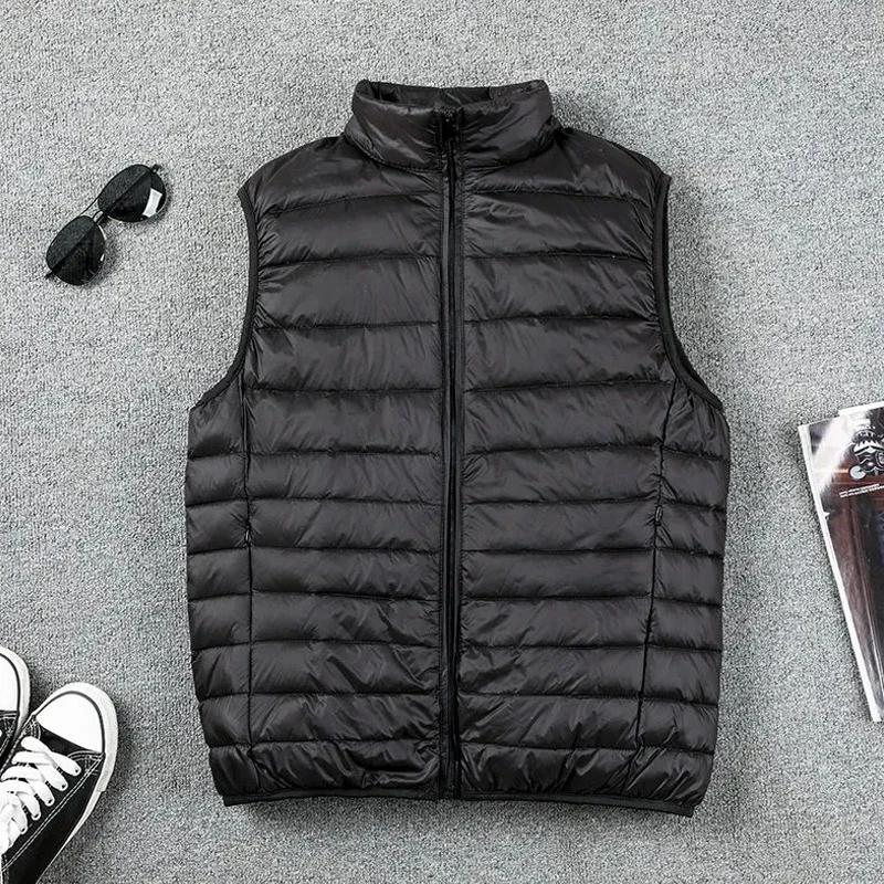 Gilet d'hiver en duvet de canard pour hommes, manteau ultraléger sans manches, bouffant, ultra fin, 
