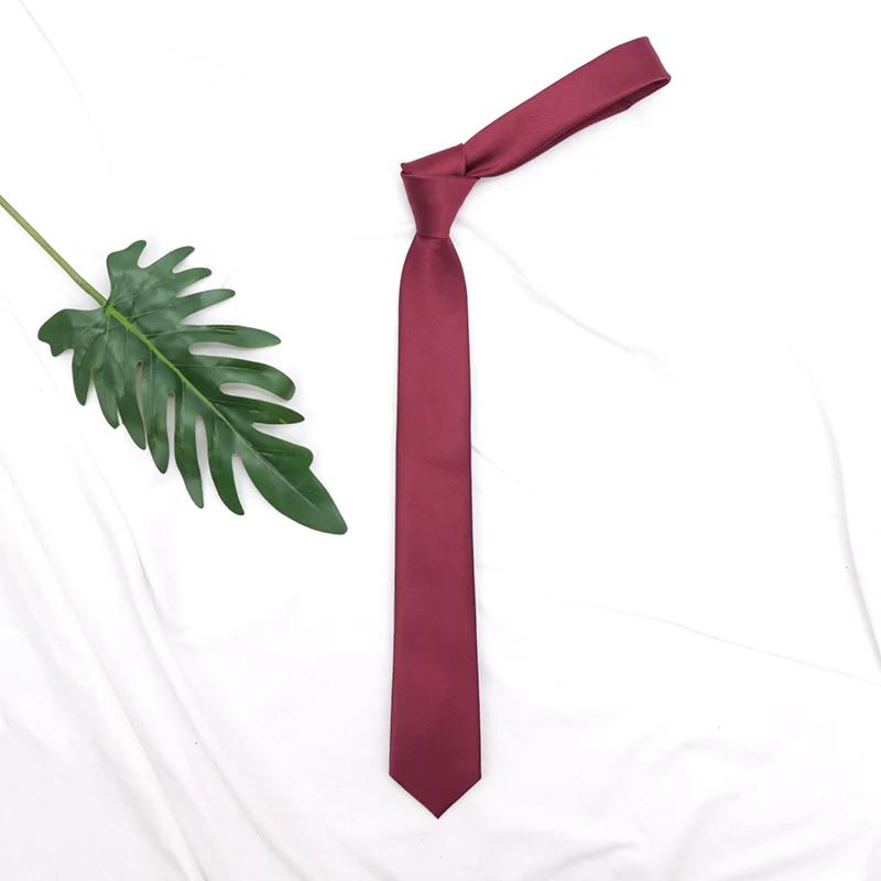 Cravate fine en Jacquard pour hommes d'affaires, cravate classique britannique de couleur unie, acce