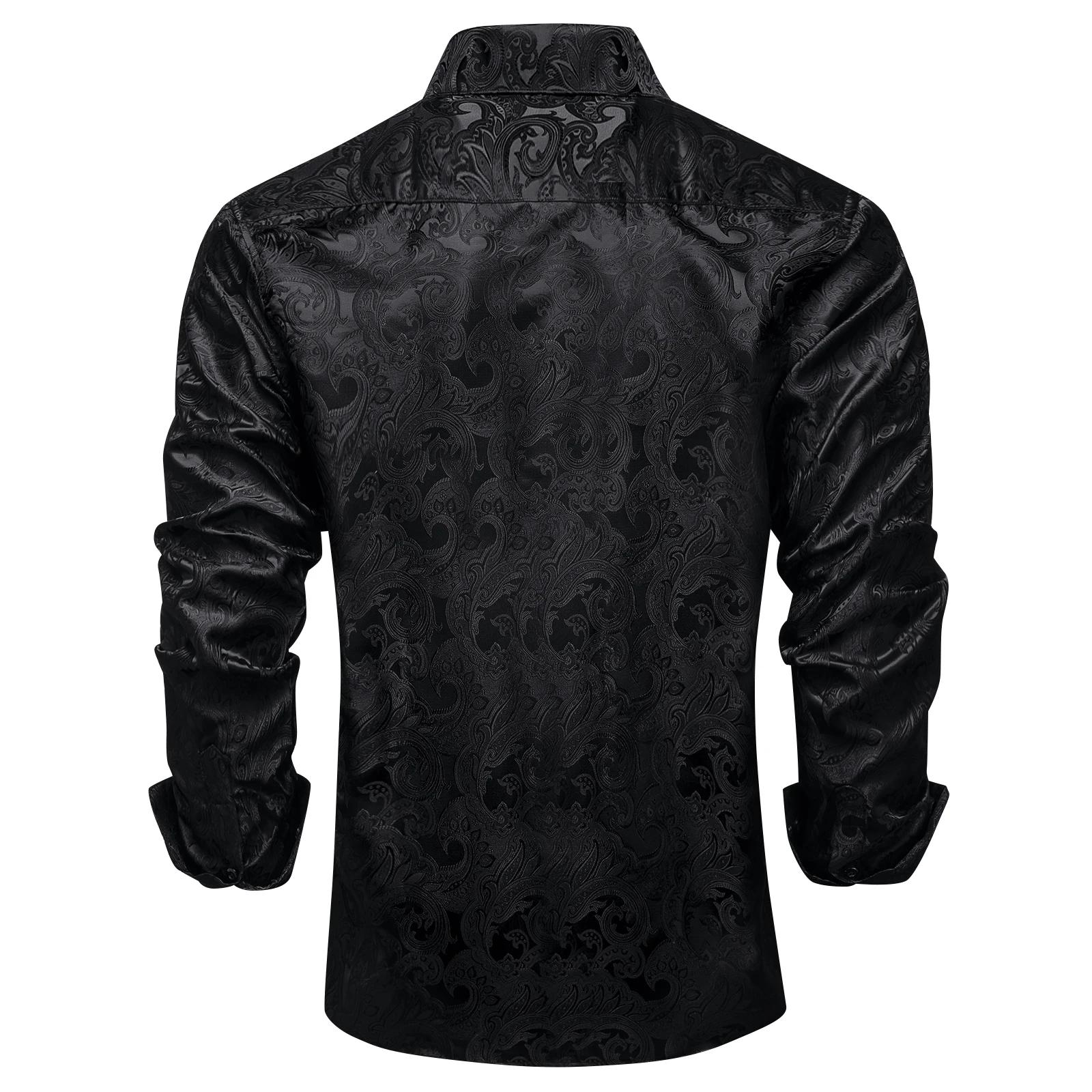 Chemises habillées de luxe pour hommes à manches longues en polyester, col rabattu, motif cachemire,