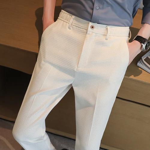 Pantalon de costume vert foncé pour homme 2026, pantalon slim tendance, style coréen, pantalon homme