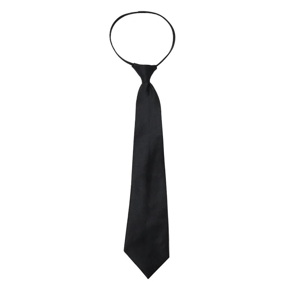 Unisexe noir Simple Clip sur cravate sécurité cravate uniforme chemise costume cravates hôte mat fun