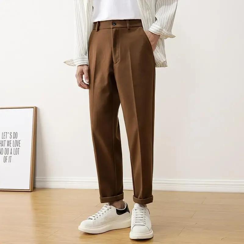 Pantalon kaki coupe cintrée pour hommes marron Tressed homme costumes pantalons pas cher été 2025 no
