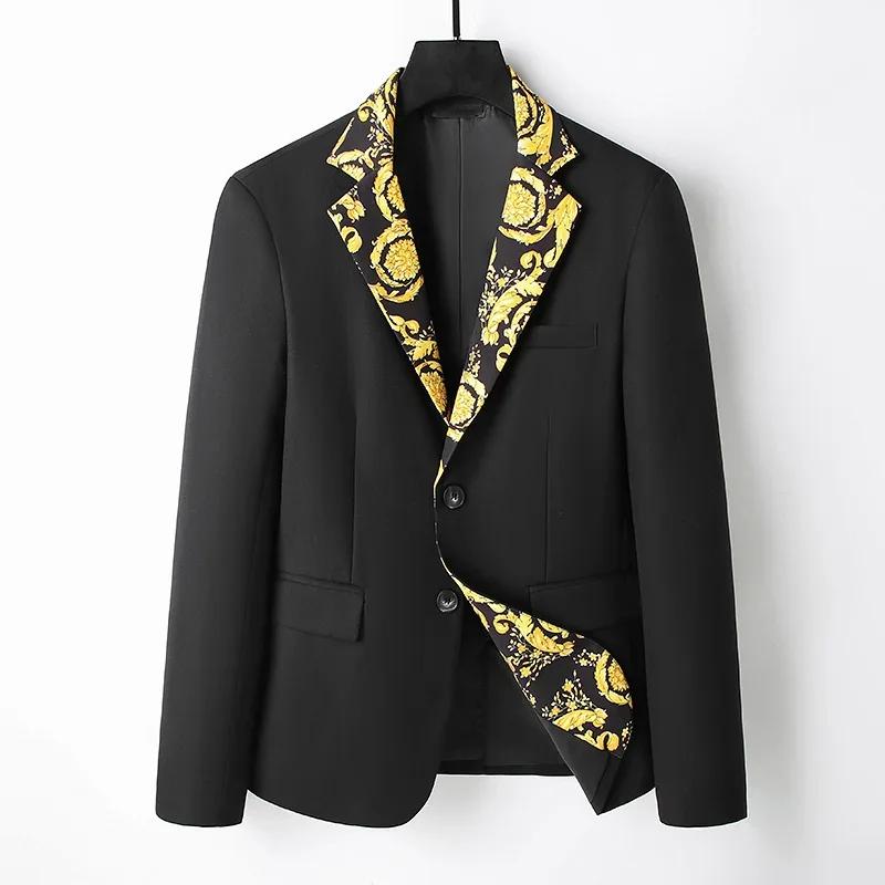 Veste Blazer de luxe pour hommes, veste florale, manteau classique à revers pour fête de mariage, Co