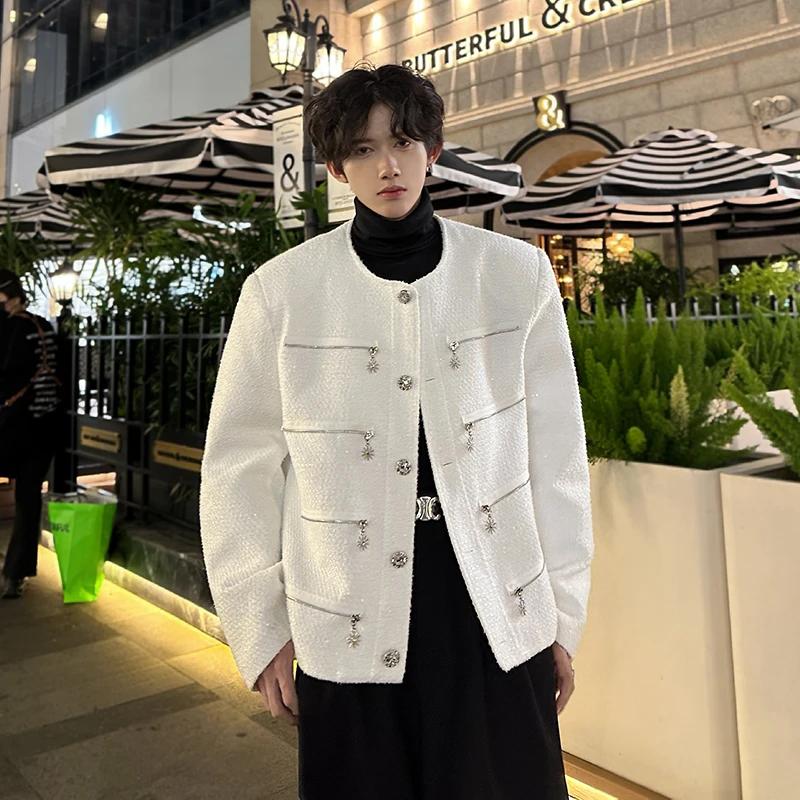 Veste élégante de luxe pour hommes, style coréen, manteau court imbibé, mode masculine, multi-fermet