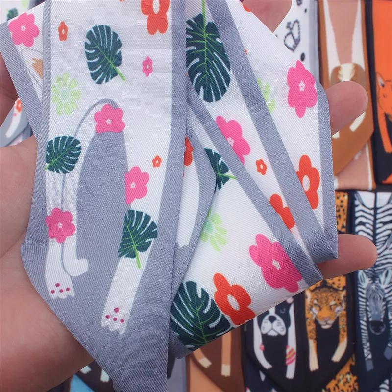Foulard en soie fin imprimé animal 17 couleurs, nouvelle collection 2024, pour femme, marque de luxe