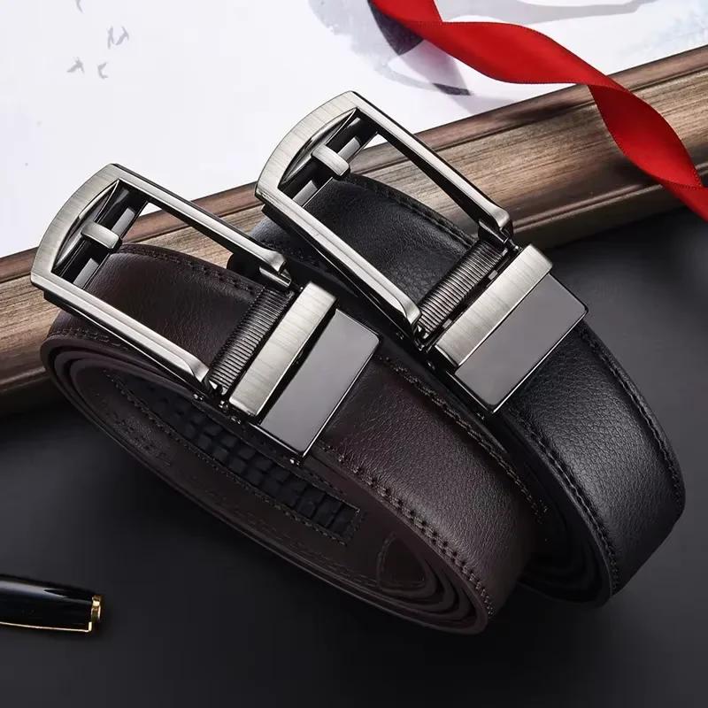 Ceinture à clic pour hommes, marque de luxe de styliste, ceintures en cuir véritable pour jeans, bou