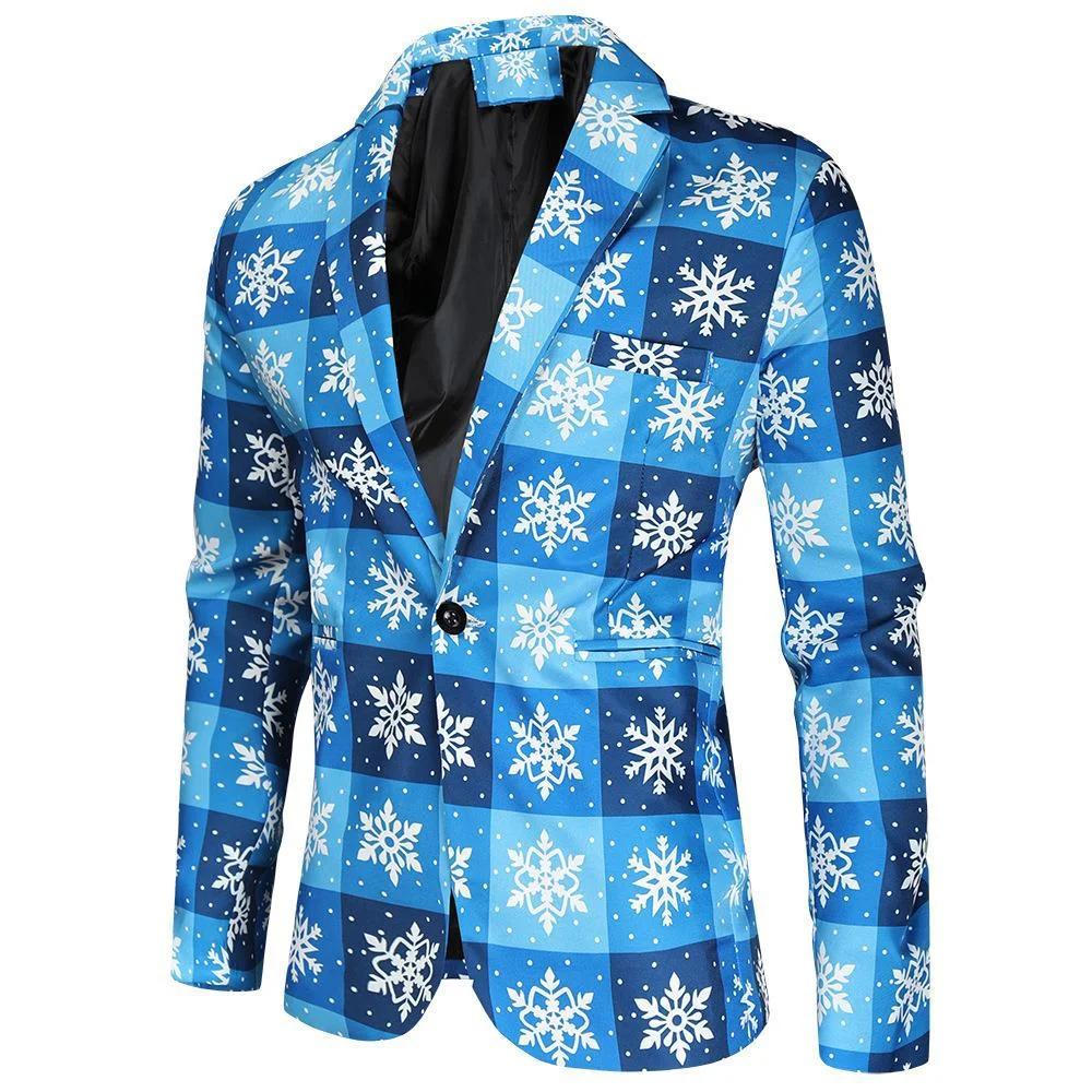 Blazer de Noël à manches longues pour hommes, veste d'affaires, Rhd'Halloween, imbibé de partout