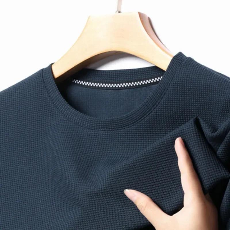 Nouveau T-shirt d'été à manches courtes et col rond gaufré pour hommes