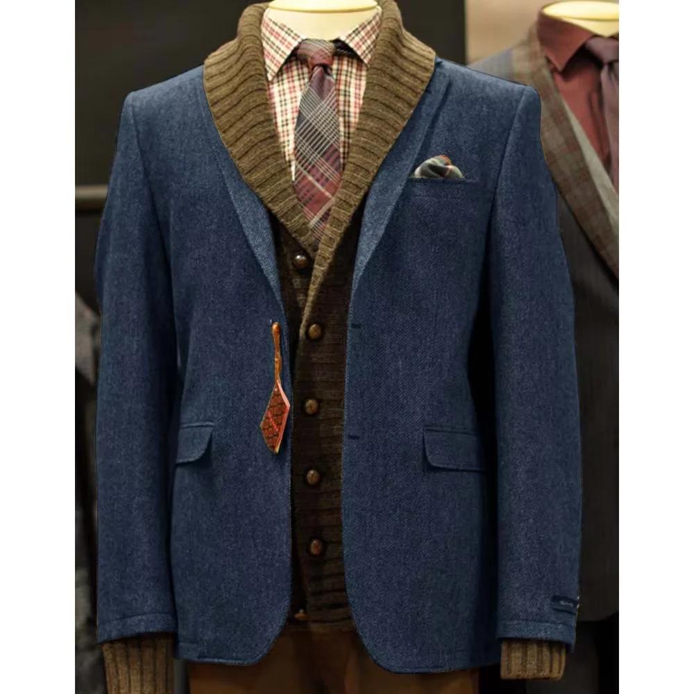 Veste à chevrons pour hommes, simple boutonnage, élégante, décontractée, Slim, costume de scène, nou