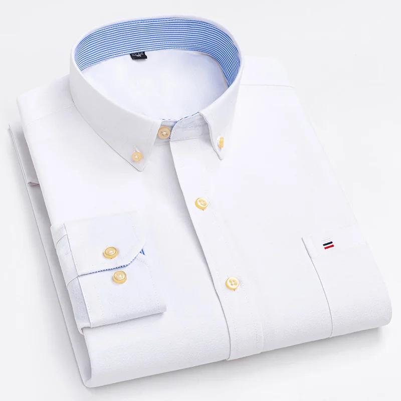 Chemise Oxford unie pour hommes, grande taille 7XL, 100 % coton, qualité surdimensionnée, manches lo